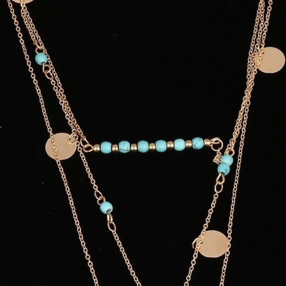 Feather + Turquoise Bohemian Multilayered SOLD - Picture 4 of 4